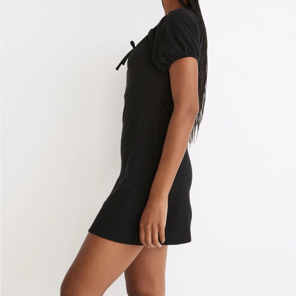 Madewell Seersucker Knit Puff-Sleeve Mini Dress Size M - Picture 2 of 5